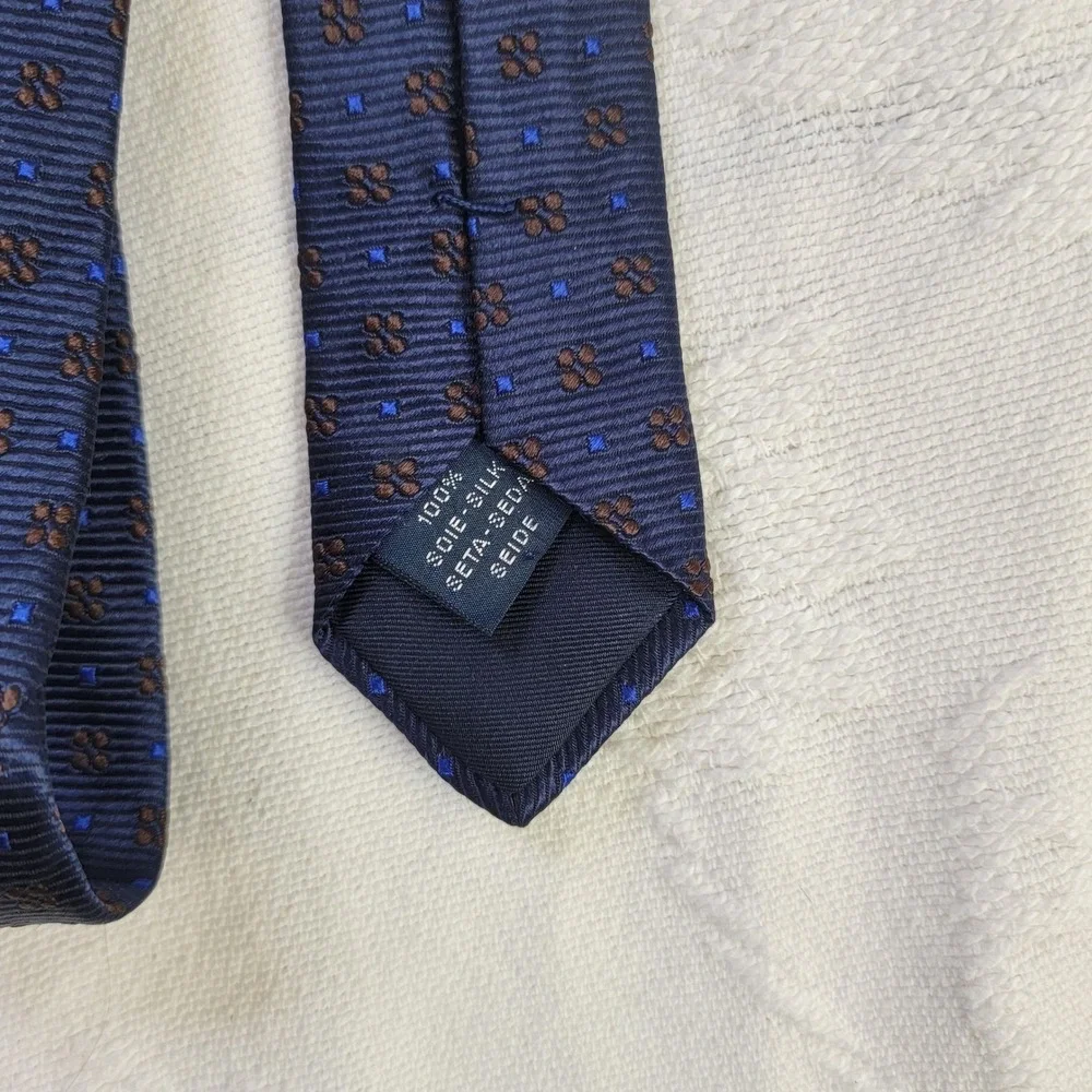 Breuer Navy Silk Pin Dot Foulard Repp Tie Handmade in France 4